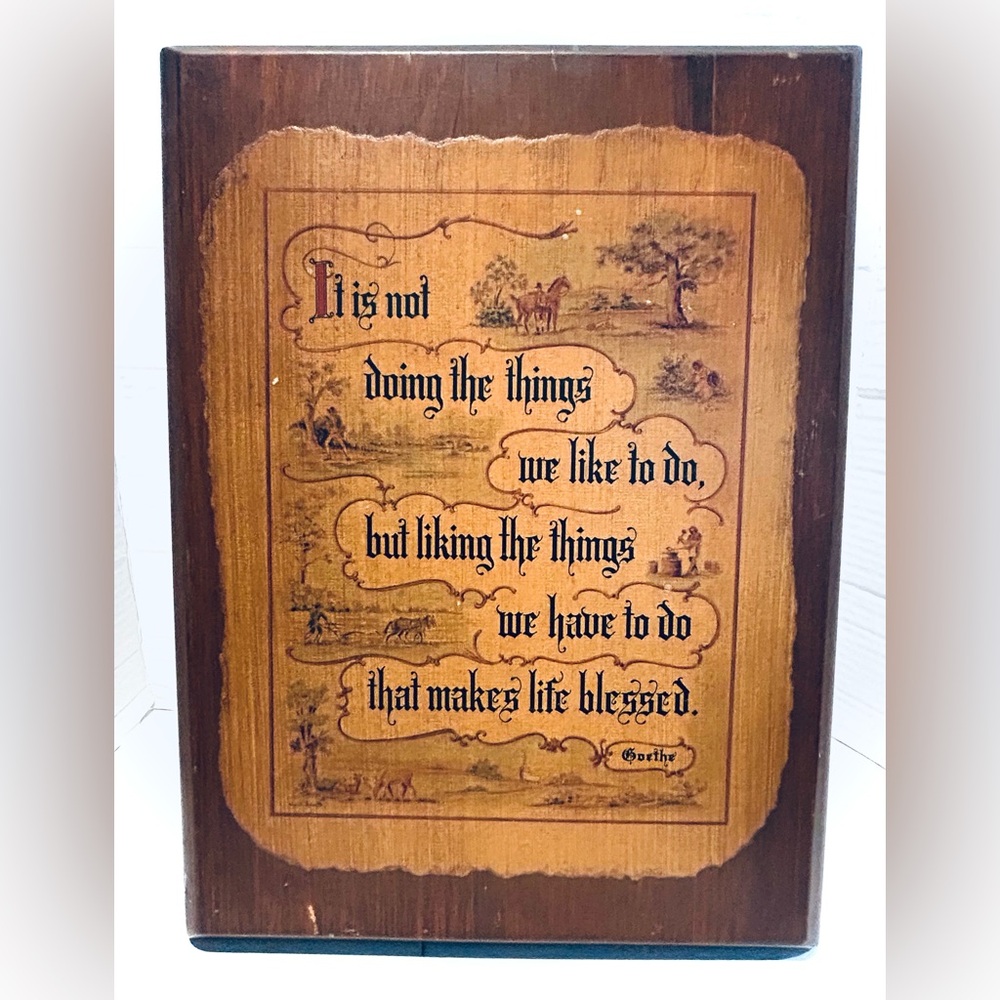 Vintage 1920s Decoupage on Wood Inspiration Blessings Cottagecore Grannycore
